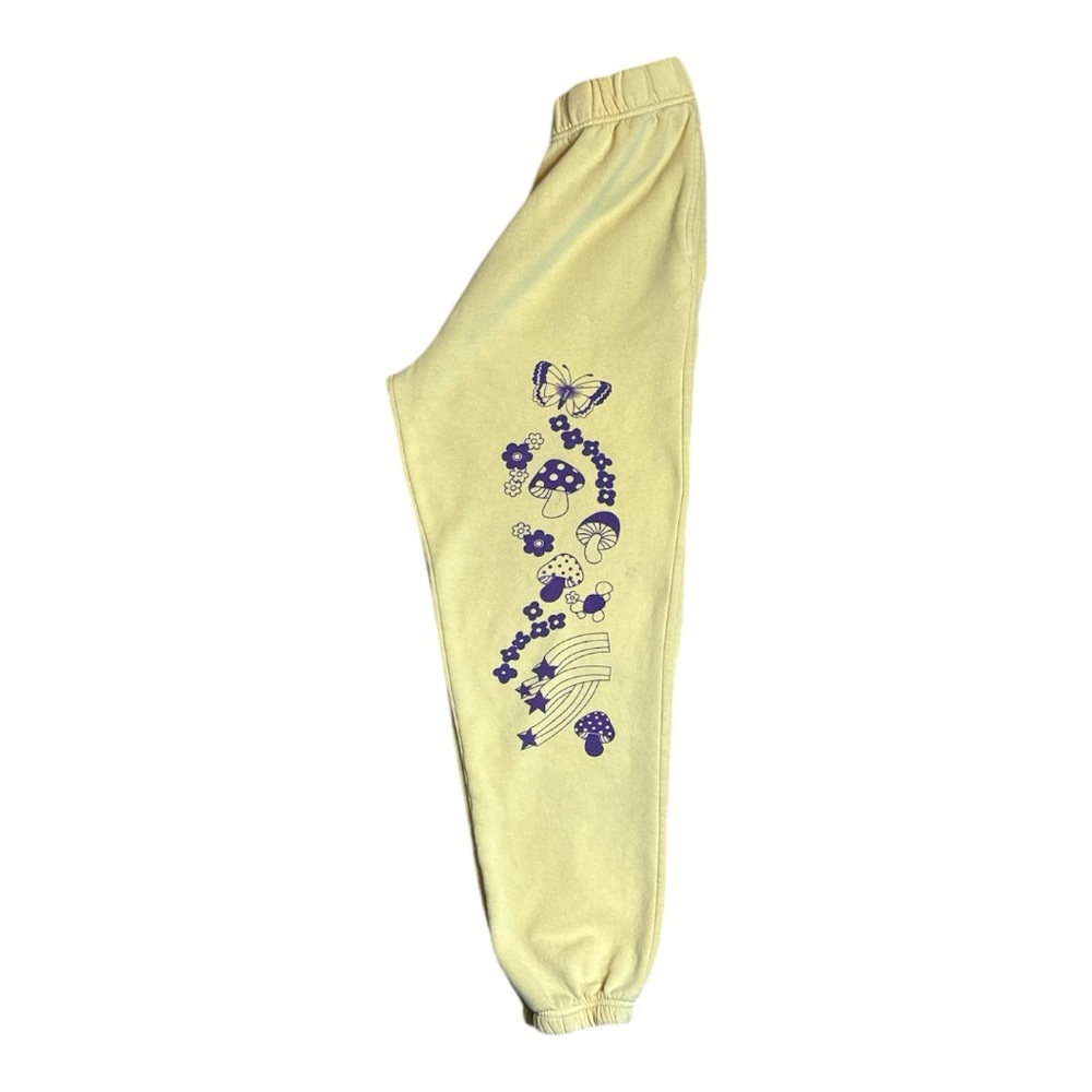 NEW GIRL ORDER MUSHROOM BUTTERFLY GRAPHIC JOGGER SWEATPANTS PASTEL YELLOW SIZE 8 - Picture 5 of 11